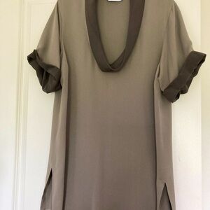 MaxMara silk blouse, rare mushroom tint, size 10